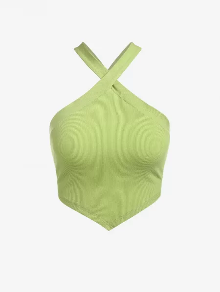 Backless Knitted Asymmetric Crop Top