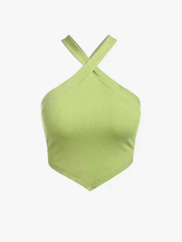 Backless Knitted Asymmetric Crop Top