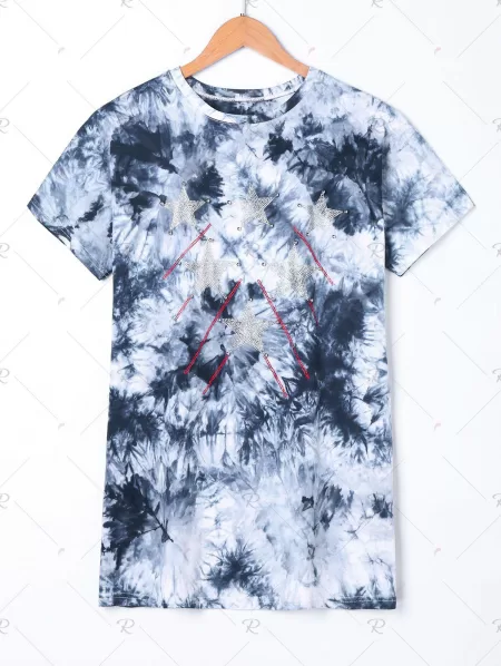 Beading Casual Tie Dye T-shirt