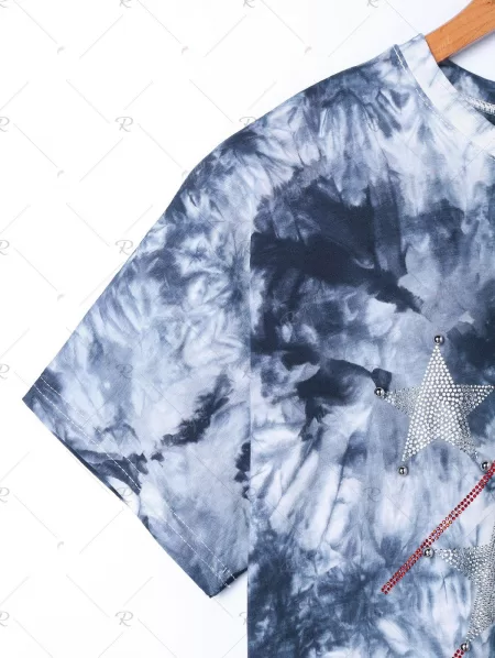 Beading Casual Tie Dye T-shirt