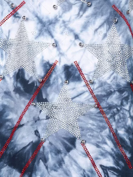 Beading Casual Tie Dye T-shirt