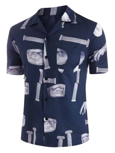 Broken Sculpture Print Short Sleeve Shirt
