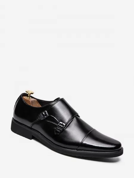 Buckle Embellish Business Faux Leather Shoes
