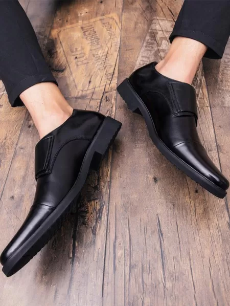 Buckle Embellish Business Faux Leather Shoes