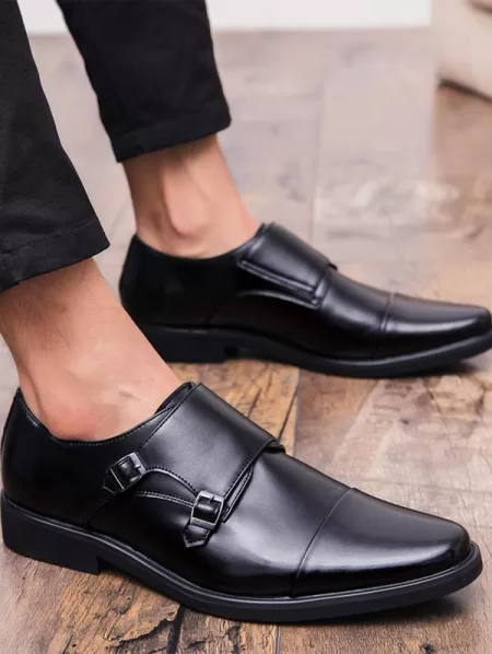 Buckle Embellish Business Faux Leather Shoes