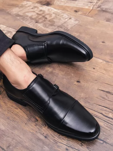 Buckle Embellish Business Faux Leather Shoes