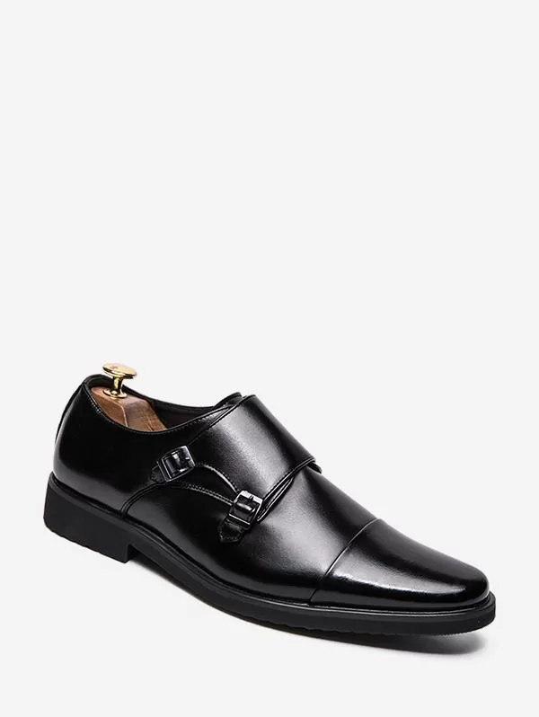 Buckle Embellish Business Faux Leather Shoes
