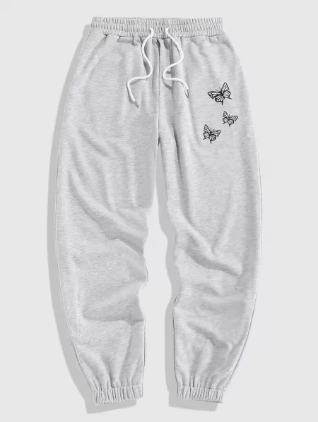 Butterflies Print Heathered Sweatpants