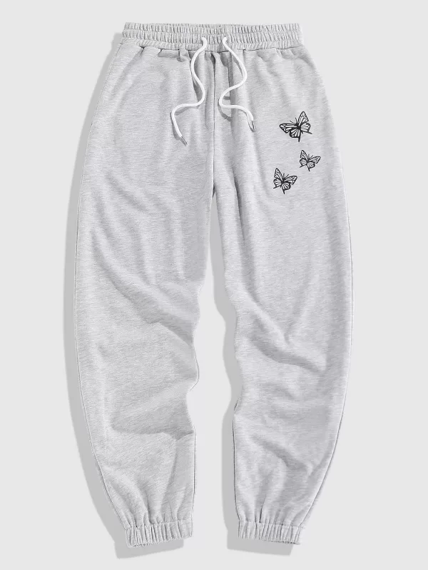 Butterflies Print Heathered Sweatpants