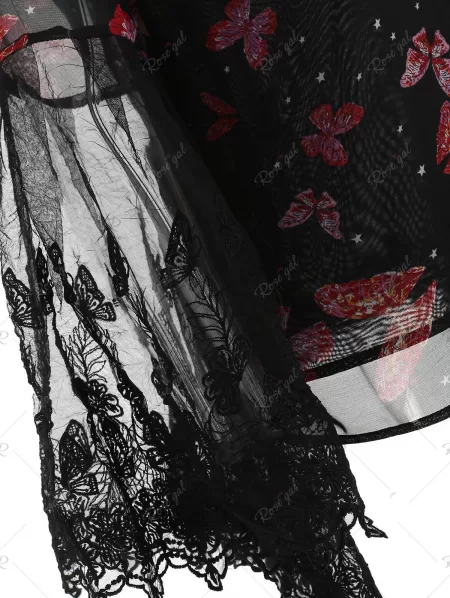 Butterfly Print Bell Sleeve Top