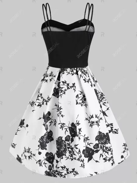 Butterfly Print Empire Waist Sleeveless Dress
