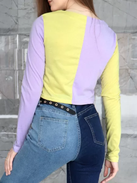 Button Front Two Tone Baby Tee