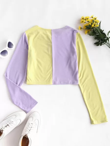 Button Front Two Tone Baby Tee