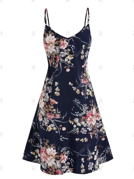 Button Through Floral Print Cami Dress