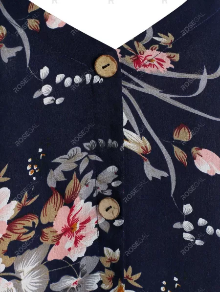 Button Through Floral Print Cami Dress