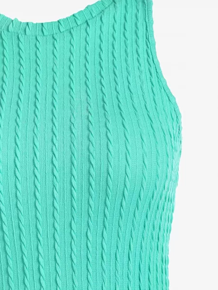 Cable Knit Sleeveless Slinky Midi Dress