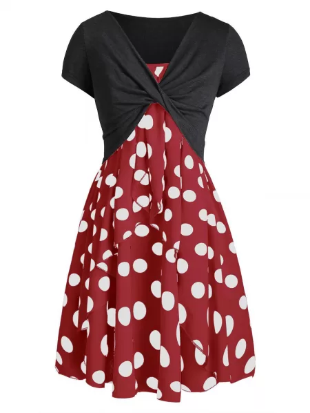 Cami Polka Dot Dress With Crop T-shirt