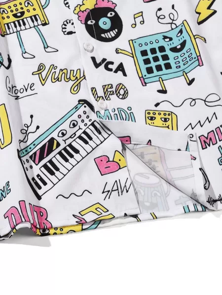 Cartoon Graffiti Graphic Short Sleeve Shirt