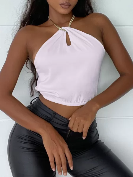 Chain Halter Keyhole Crop Top
