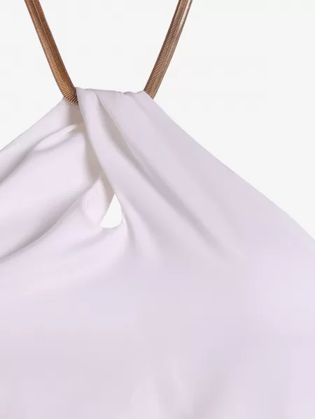 Chain Halter Keyhole Crop Top