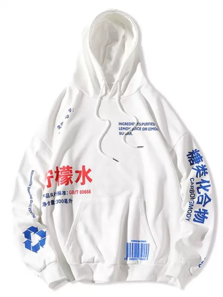 Chinese Lemonade Production Label Graphic Drop Shoulder Hoodie