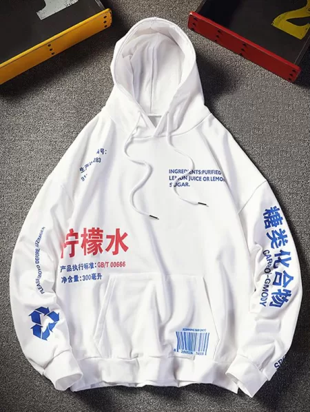 Chinese Lemonade Production Label Graphic Drop Shoulder Hoodie