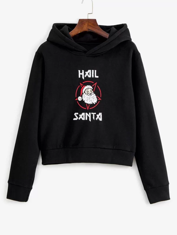 Christmas Santa Claus Letter Fleece Lined Hoodie