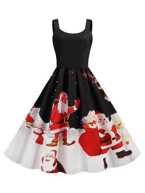 Christmas Santa Claus Snowflake Tank Dress