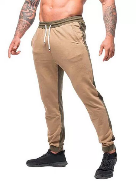 Contrast Color Drawstring Long Jogger Pants