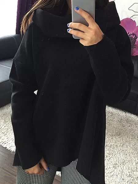 Cowl Neck High Low Sweatshirt