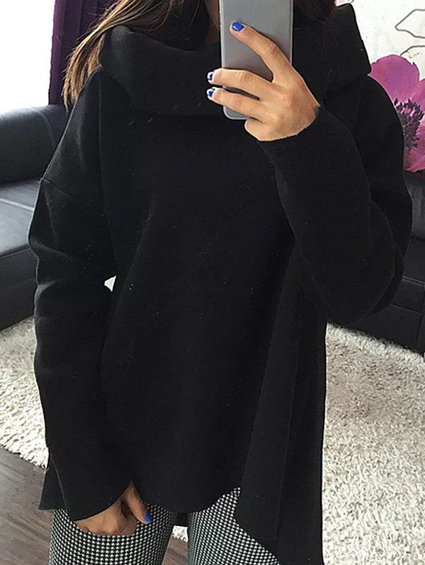 Cowl Neck High Low Sweatshirt