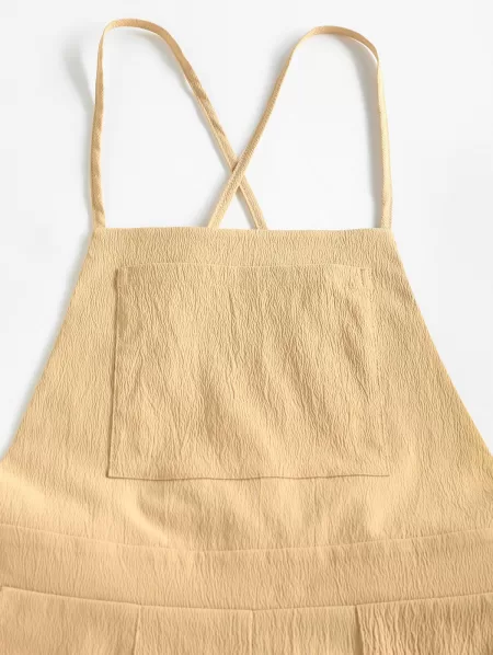 Crinkle Criss Cross Pocket Overall Romper