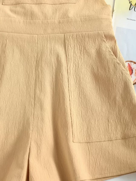 Crinkle Criss Cross Pocket Overall Romper