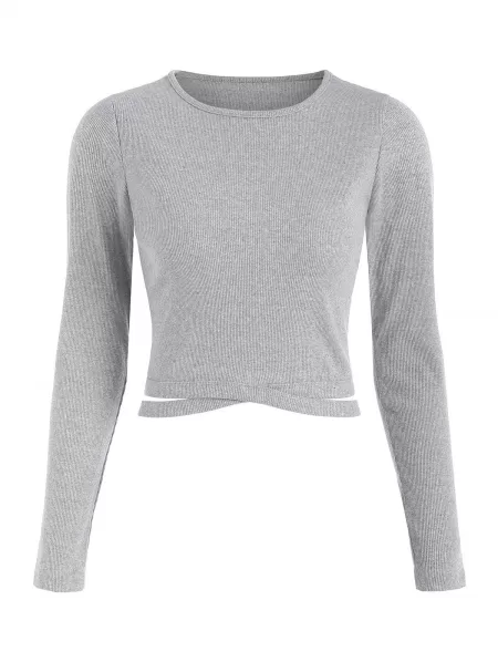 Criss Cross Cut Out Ribbed Tee