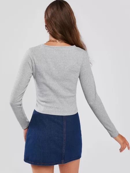 Criss Cross Cut Out Ribbed Tee