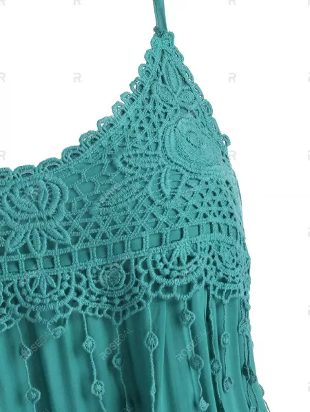 Crochet Lace Panel Cami Mini Dress