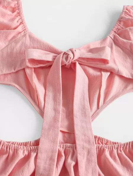 Cutout Puff Sleeve Mini Dress