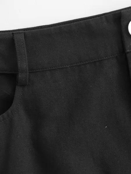 Cutout Zip Fly Short Skirt