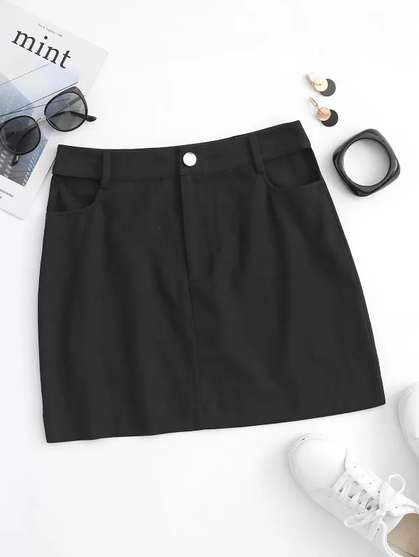Cutout Zip Fly Short Skirt