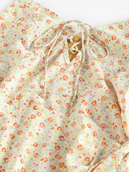 Ditsy Floral Lace Up Bowknot Cami Sundress