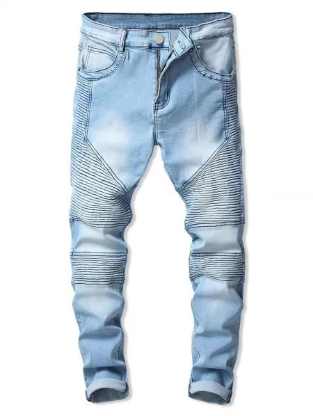 Drape Panel Design Zip Fly Jeans