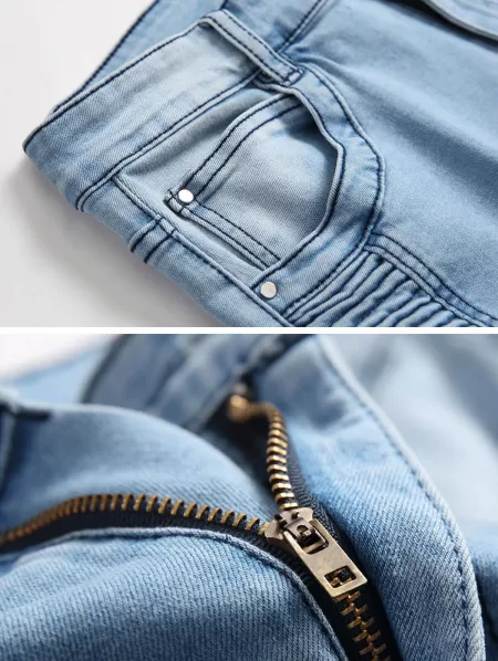 Drape Panel Design Zip Fly Jeans