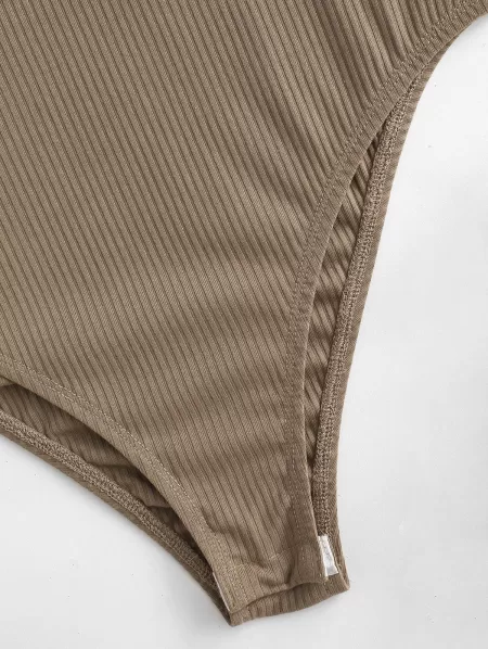 Dual Straps Rib-knit Snap Crotch Bodysuit