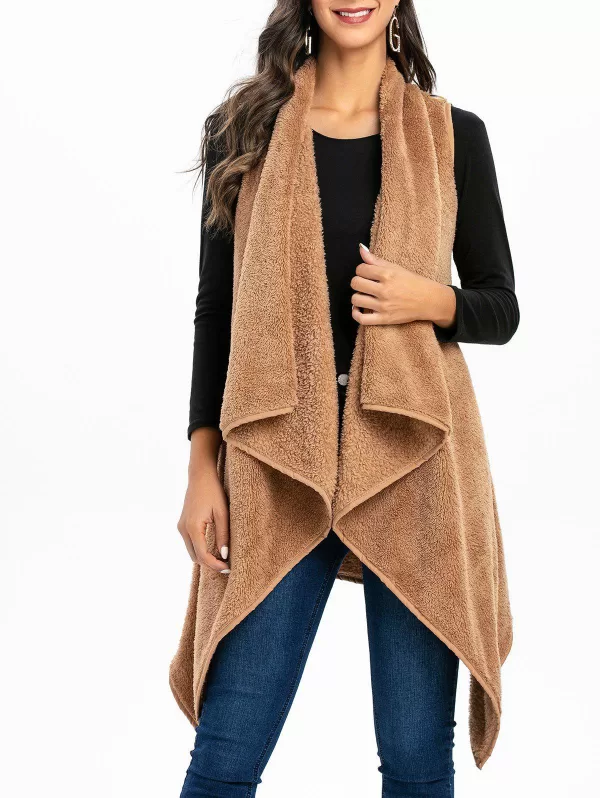 Faux Fur Asymmetrical Longline Waistcoat