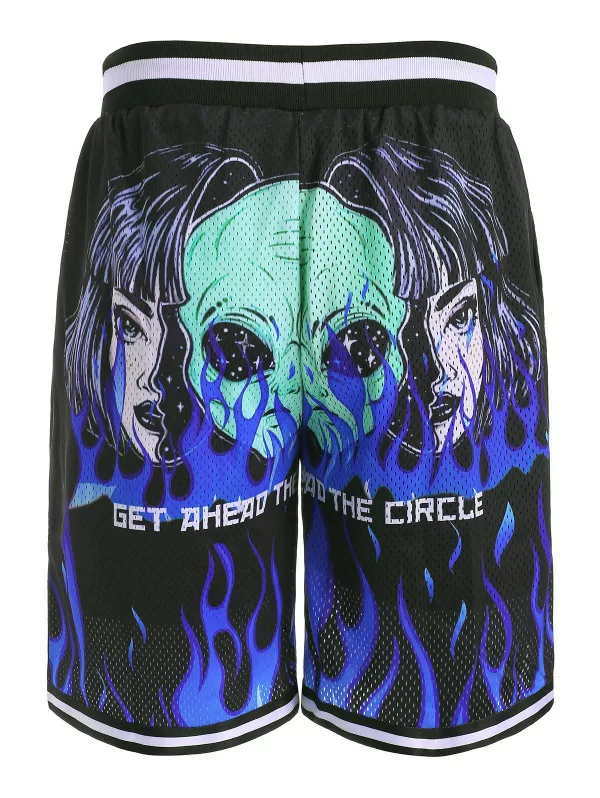 Flame Et Graphic Drawstring Shorts