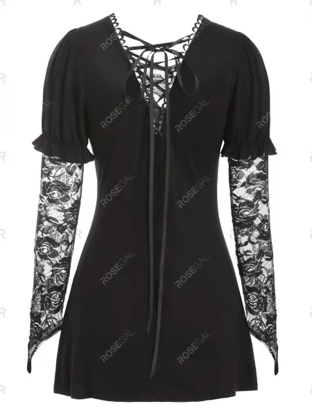 Floral Lace Insert T Shirt