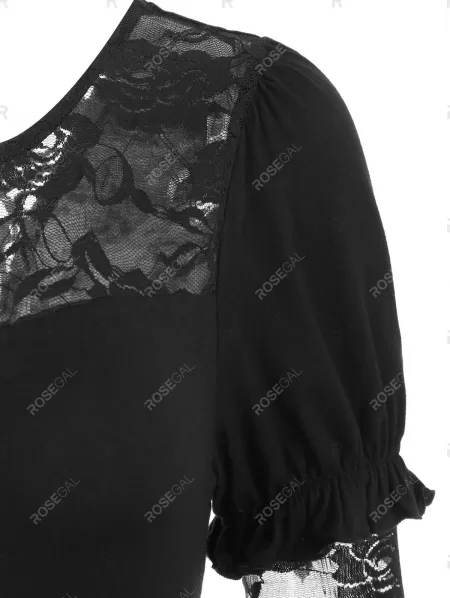 Floral Lace Insert T Shirt