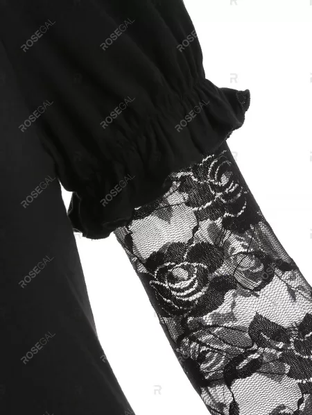 Floral Lace Insert T Shirt