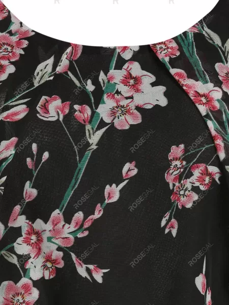 Floral Print Elastic Waist Sleeveless Maxi Dress