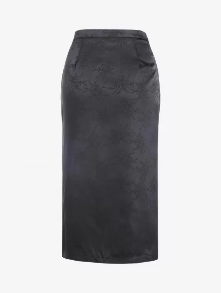 Floral Print Side Slit Oriental Midi Skirt